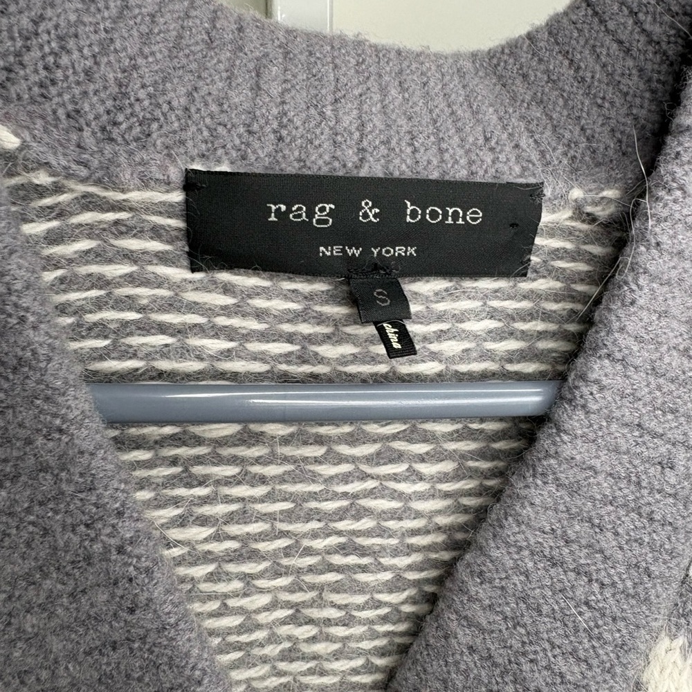 Rag & Bone Wool Angora Cardigan Gray Geometric Pattern Sweater - Picture 4 of 4